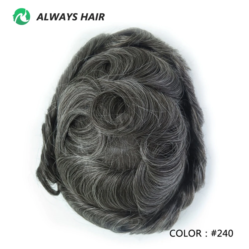 Onzichtbare Haarlijn Haar Systeem Unit Voor Mannen 0.03-0.04Mm Super Dunne Base Toupee Indian Human Hair Mens 'Topper pruik