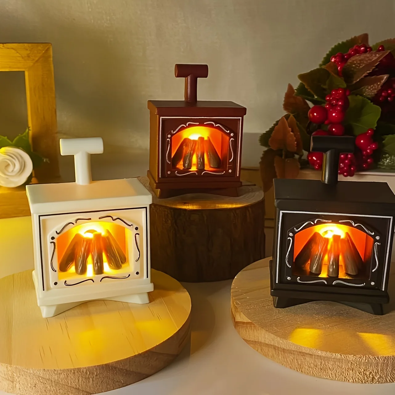 LED Retro Fireplace Candle Light Simulation Flame Decorative Lamp, Halloween, Christmas Gifts Night Light Atmosphere Light