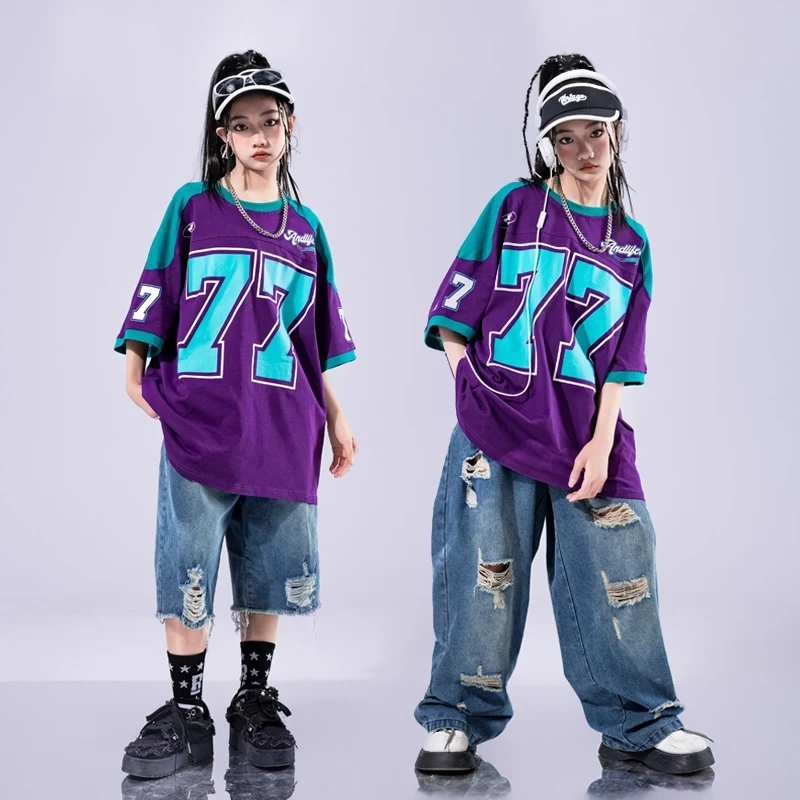 Costumes de danse moderne Jazz pour filles, T-Shirt ample, pantalons Hip Hop, tenues pour garçons, vêtements de scène de danse Hip Hop Rave, nouvelle collection 2025 DQS19868