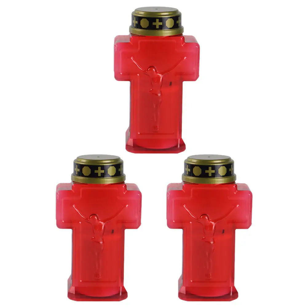 

Набор из 3 светодиодных электронных светильников без пламени для кладбища, церкви, двора, декоративного сада, мемориальных площадок, всепогодные