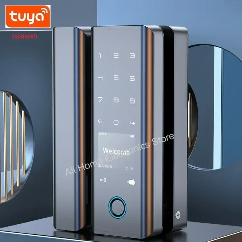 Tuya WIFI Smart Door Lock Fingerprint Password Card NFC APP Key Unlock Electronic Lock Frameless/Frame Glass Push Sliding Door