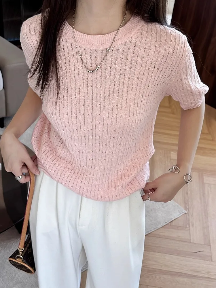 Новинка лета 2022, круглая трикотажная футболка из чистого хлопка Ne Twisted ort Sve, женская тонкая внутренняя одежда с эффектом похудения f Sve