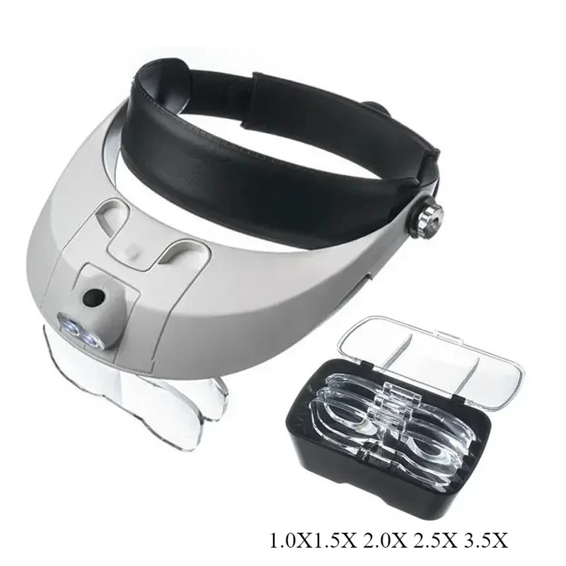 

1X 1.5X 2X 2.5X 3.5X Lens LED Headband Magnifier Professional Magnifying Glasses For Jewelry Loupe Watch Electronic Repair Loupe