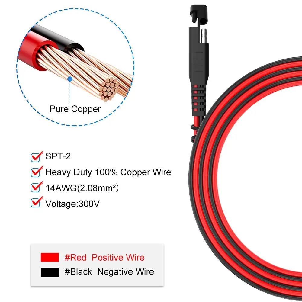 Extractme-Câble d'extension SAE vers SAE, connecteur rapide, adaptateur de barrage, fil SFP, 14AWG, voiture, moto, montres