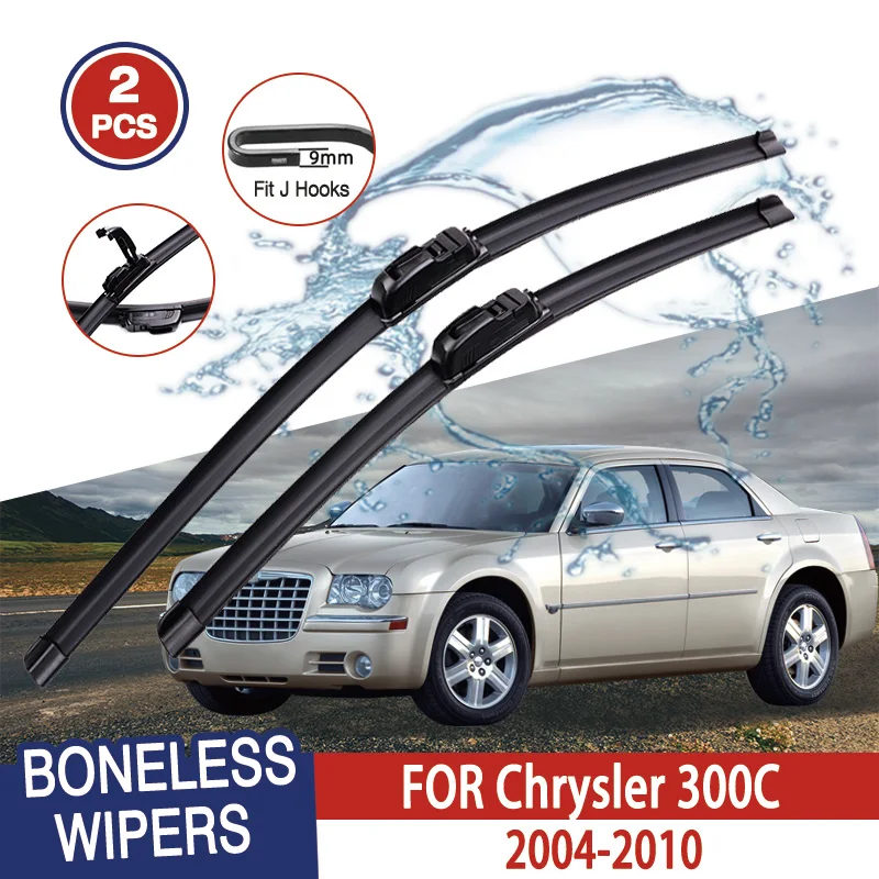 For Chrysler 300C 2004-2010 Car Windshield Wiper U-type Soft Rubber Frameless Bracketless Car Wipers 22\
