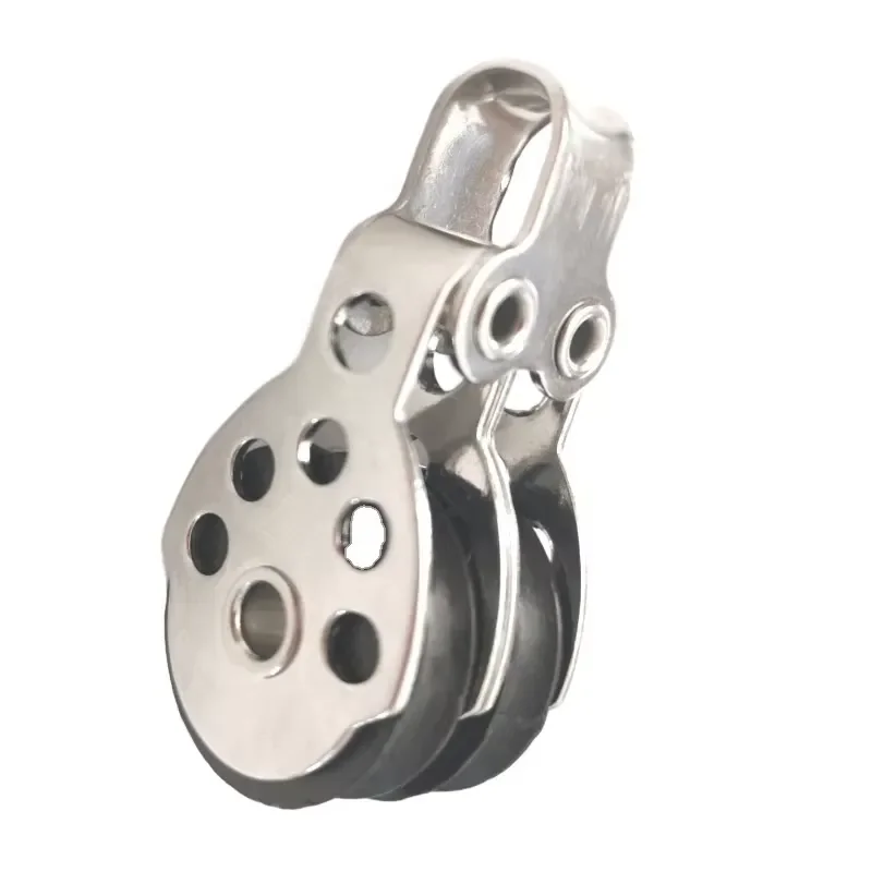 316 Stainless Steel Marine Pulley 25mm Double Swivel Block Nylon Sheave Sailing Hardware for Yacht Boat Kayak Rigging Gear
