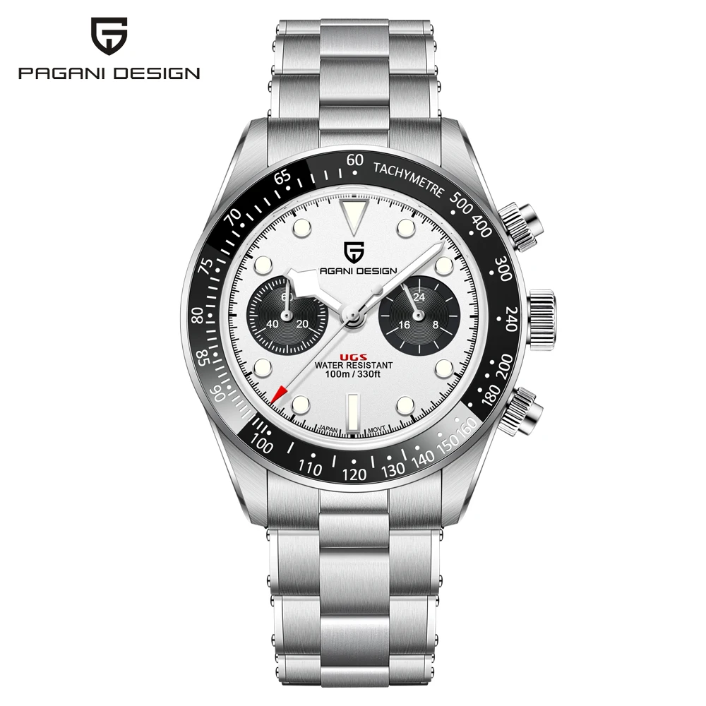 PAGANI DESIGN Watches Sports Chronograph Panda Retro Luxury Quartz Watch For Men Sapphire Waterproof Stainless Steel Men's Watch