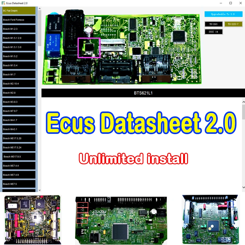 

Ecus Datasheet 2.0 ECU Repair Software PCB Schematics with Electronic Components of Car ECUs and Additional Information