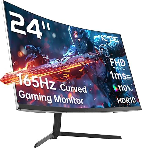 24 Inch Curved Gaming Monitor FHD 1920x1080 75Hz 100Hz 165Hz 1ms HDR10 110%sRGB VA Panel Desktop PC Display