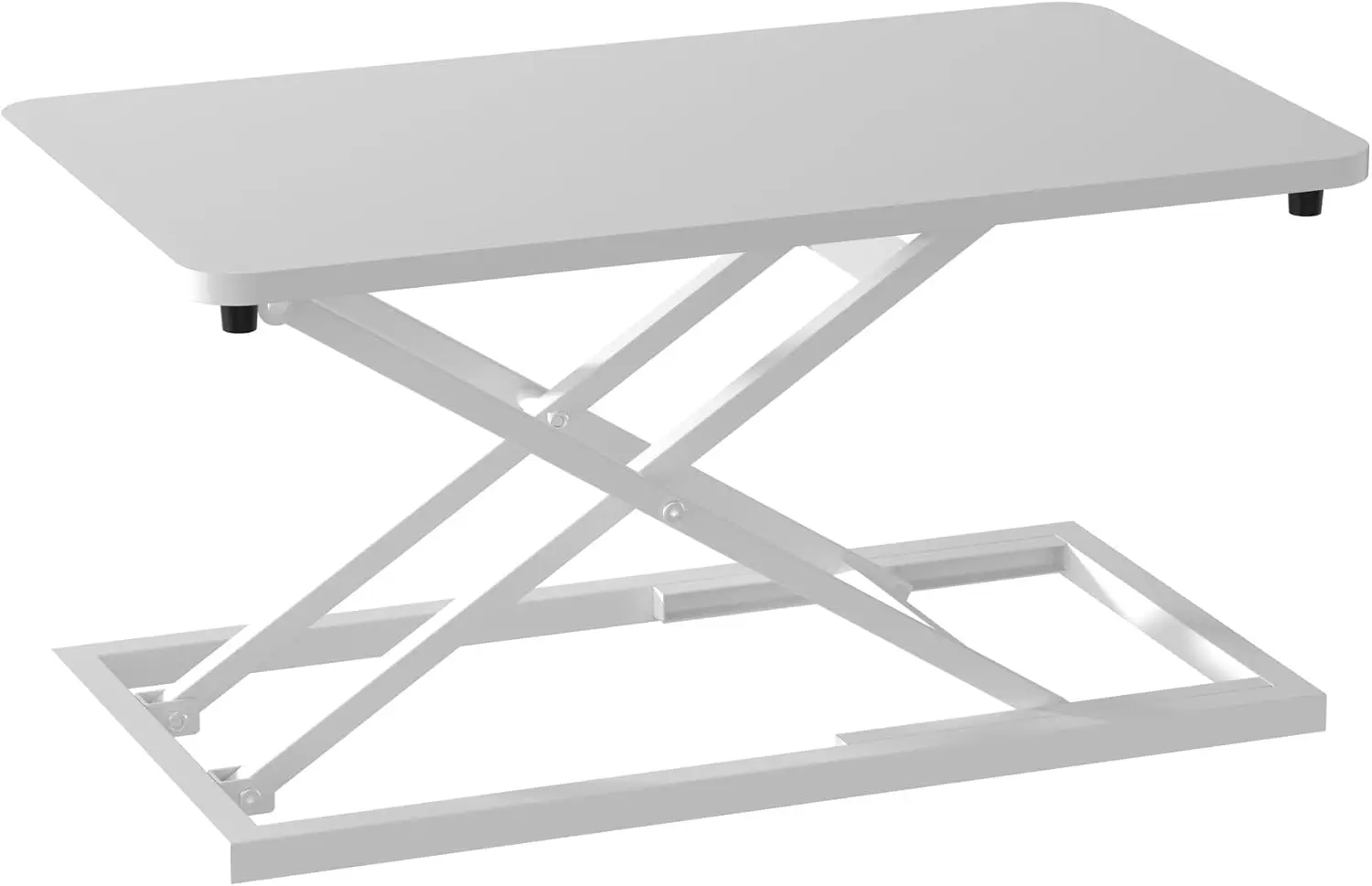 24 Inch Height Adjustable Standing Desk Converter White Scissors Lift Keyboard Mouse Riser Computer Stand Desktop Stand Up