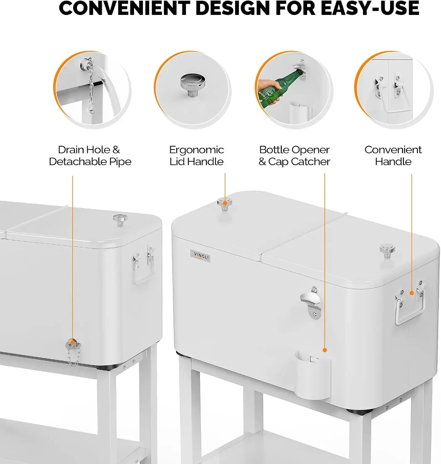 [عرض لفترة محدودة، اليوم فقط! ] مبرد الفناء، صندوق ثلج متدحرج على عجلات، عربة تبريد محمولة للحفلات في الفناء، مع هي