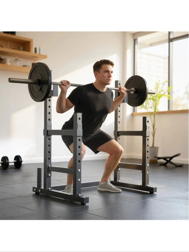 SPORTNOW Adjustable Squat Rack, Heavy Duty Barbell Rack Stand, Max Load 300 kg, Black