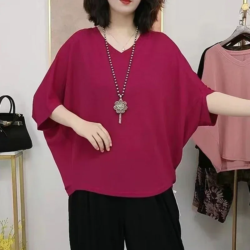 

Женские модные базовые футболки с v-образным вырезом и короткими рукавами, новинка 2024, летние простые повседневные однотонные пуловеры, топы Ropa De Mujer