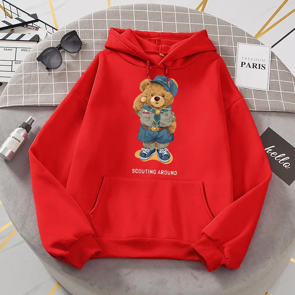 Cute Teddy Bear Salute Scoring Around Hoodie Woman Hip Hop S-Xxl Hoody Cartoons High Quality Sweatshirt Fashion Casual Hooded