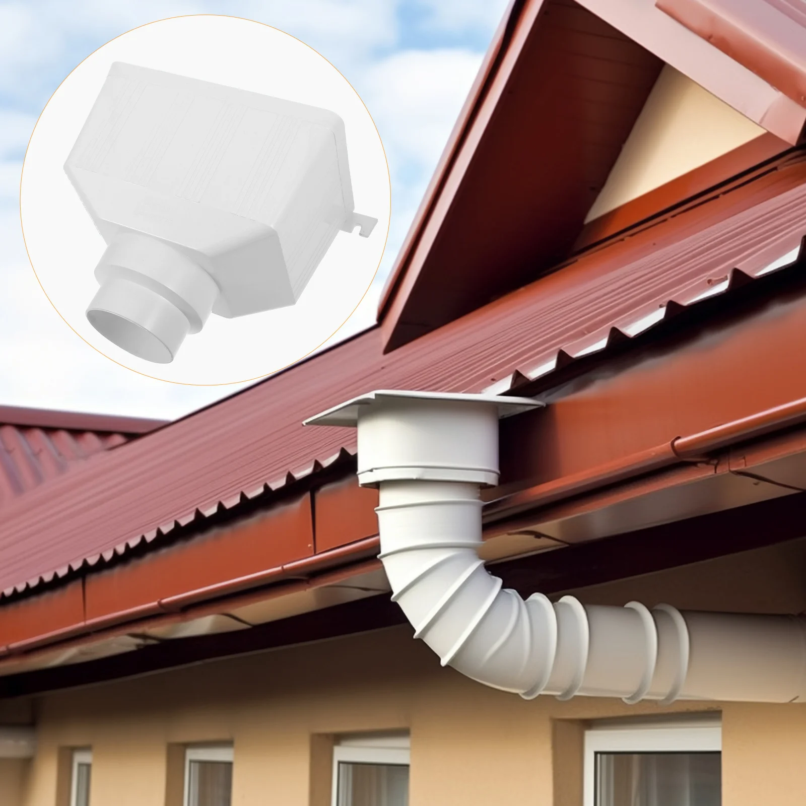 Universal PVC Downspout Adapter Rainwater Gutter Outlet Drop Collector for Outdoor Drainage System Leak Resistant Sturdy Design