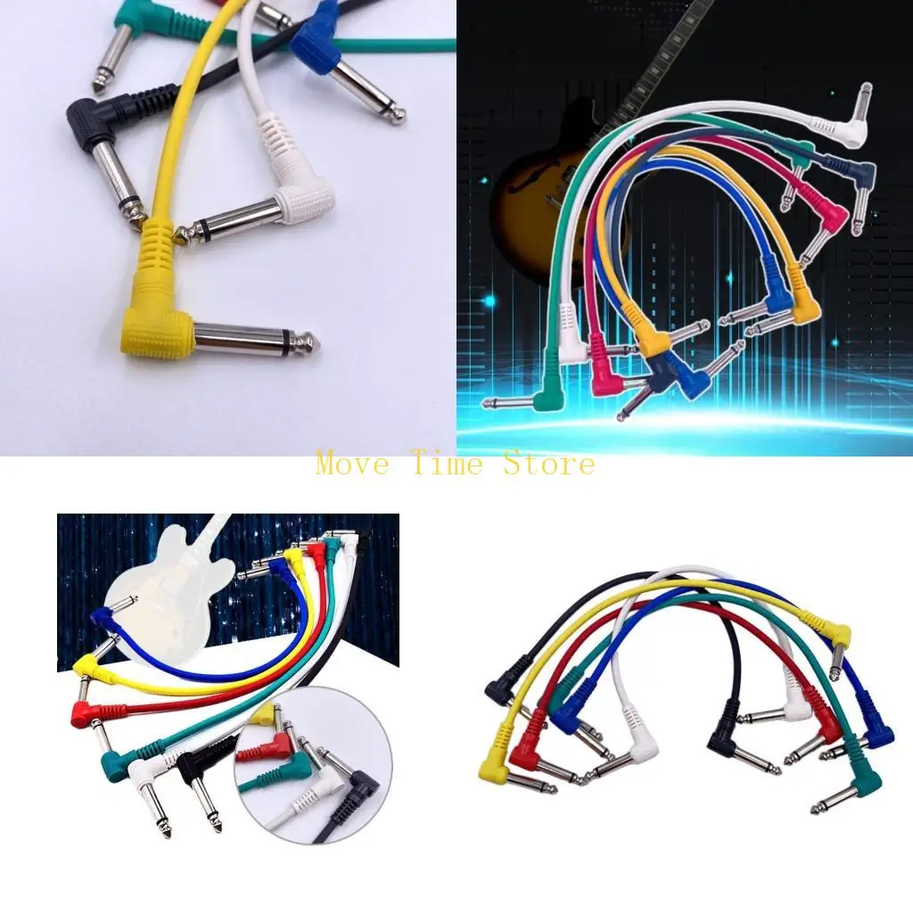 

92ME 6 шт., патчи для педалей эффектов для гитары, кабельный шнур, угловой кабель для педали, простой в использовании