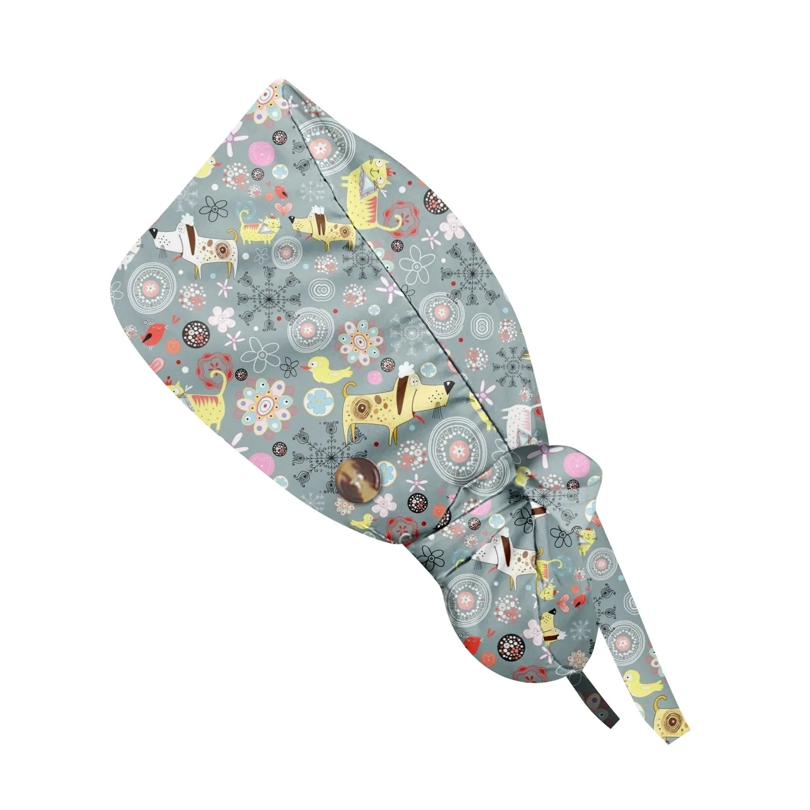 Mode Schattige Kleine Dieren Gedrukt Verpleegster Hoed Casual Dames Paardenstaart Hoeden Baotou Hoed Stofdichte Hoed Verpleging Werk Hoeden