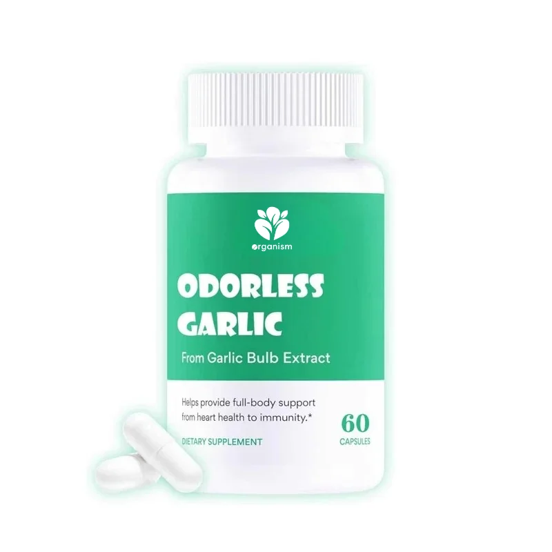 Odorless garlic supplement 1000mg, high-strength garlic extract containing allicin, used for circulation and immune support