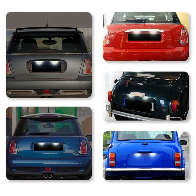 For BMW MINI R50 2002-2006 R52 Convertible 2004-2006 R53 Coopers 2001-2006 2PCS Error Free LED Number License Plate Light Lamps