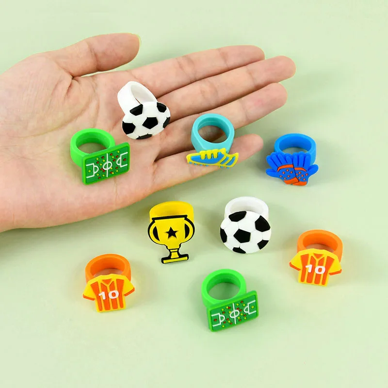 6Pcs Football Theme Party Favors Soccer Trophy Keychains Soccer Ball Ring Toy For Boy Girl Birthday Party Gift Pinata Goodie Bag