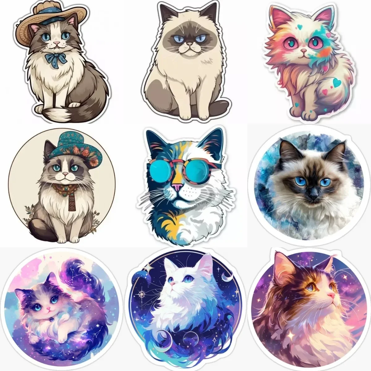 

Cute Ragdoll Cat Pets Catoon PVC Waterproof Sticker for Decorate Room Wall Car Van Bumper Window Truck Decal Accessories