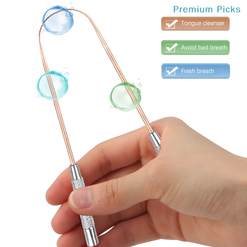 portable1PCS Copper Tongue Scraper Oral Tongue Cleaner Brush Tongue Toothbrush Oral Hygiene High Quality Tounge Scraper