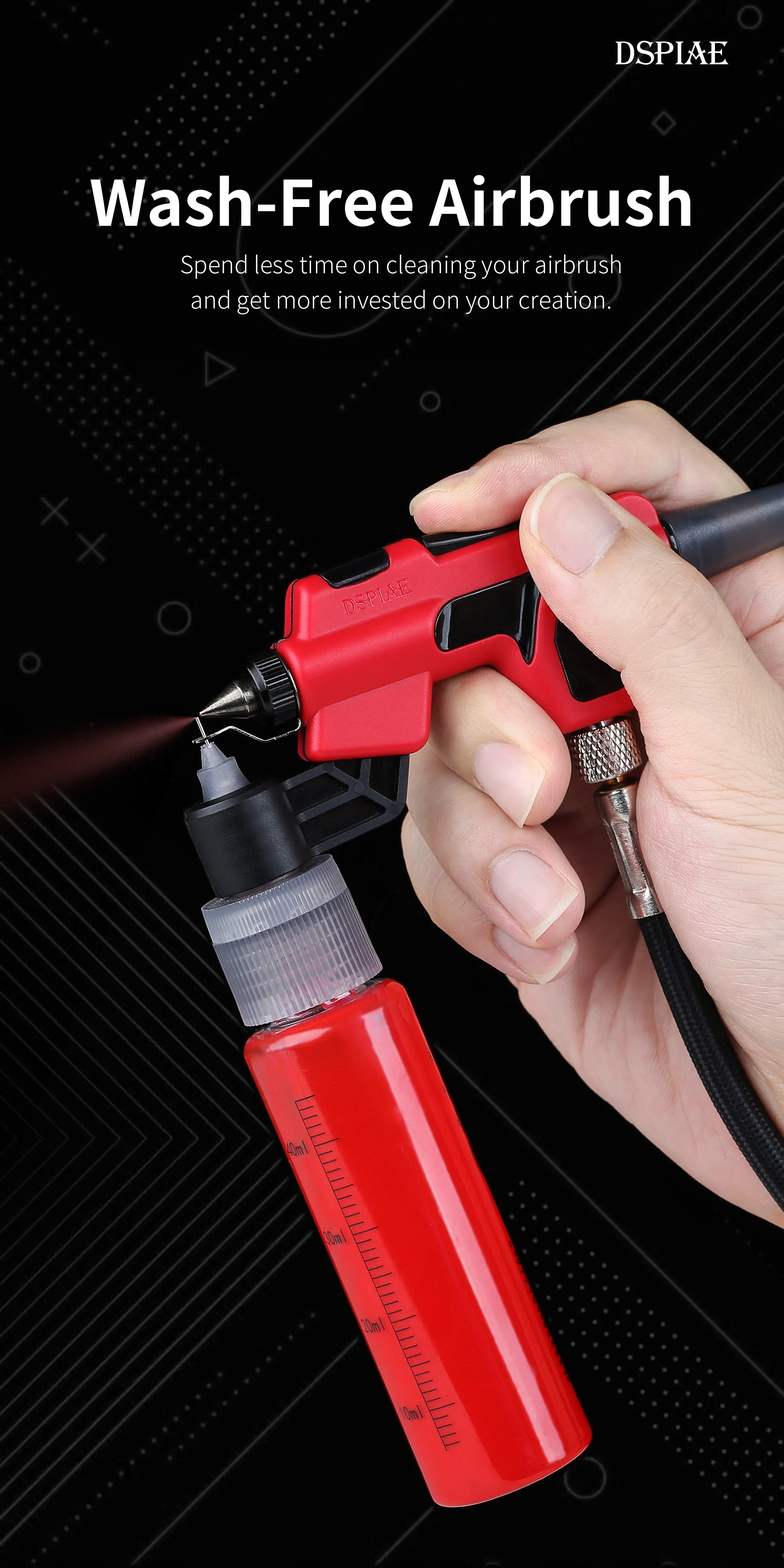 DSPIAE PT-AB Waschfreier Airbrush mit Markerhalter für Gunpla-Modellbau, Einfaches Sprühen, Modellbau-Hobby-DIY-Werkzeugset – Detail 1