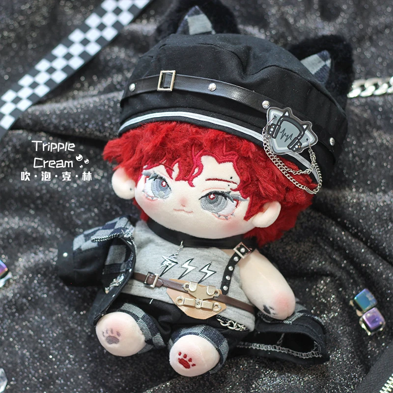 Chessboard Grid Coat Clothes Trend Cool Punk Set 20/30cm Plush Stuffed Doll Handsome Kpop Outfit Cosplay Birthday Gift