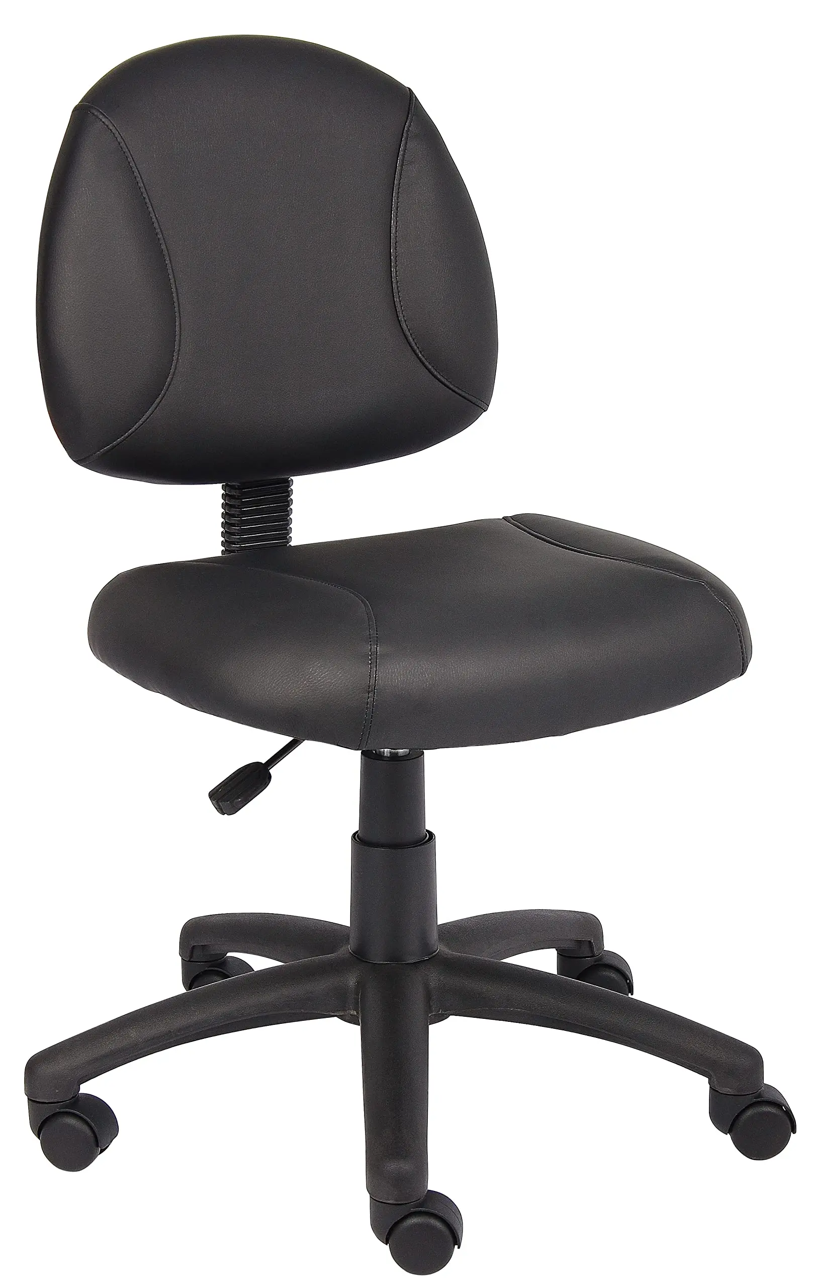 

Black Armless Low-Back Task Chair With Height Adjustment And Five-Wheel Rolling Base