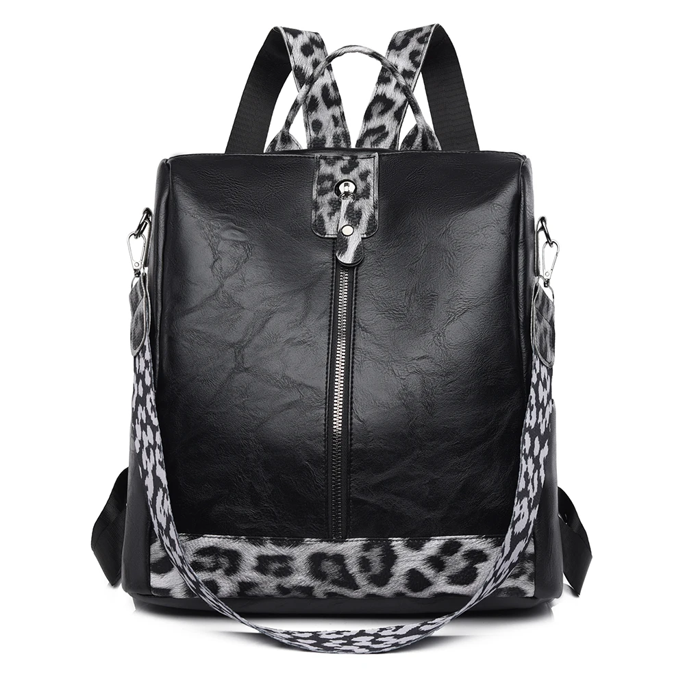 

Hot Sale Large Capacity Causal Fashion Backpacks New High Quality Leopard Print Leather Anti Theft Design Backpacks for Women