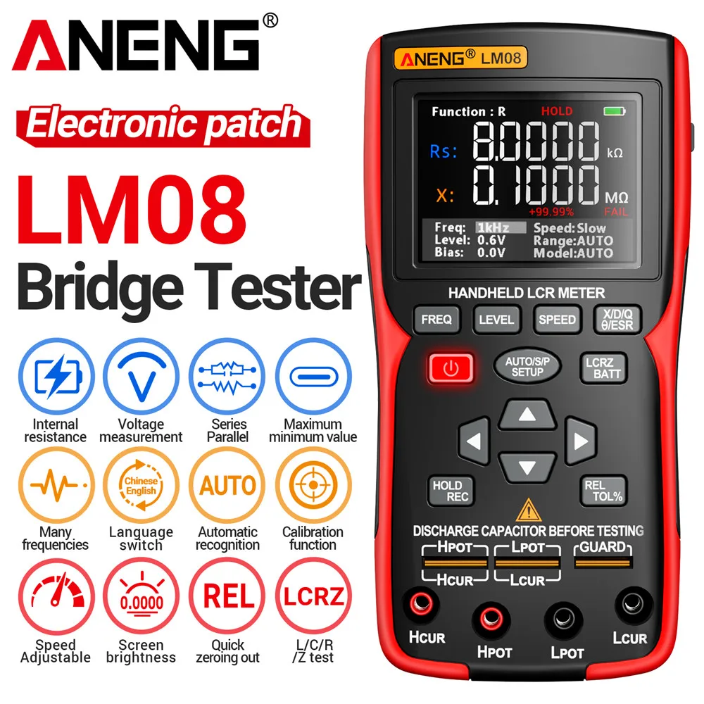 

ANENG LM08 Digital LCR Bridge High Precision Four-wire Measurement Lithium Battery Charge Electronic Component Automatic Measure