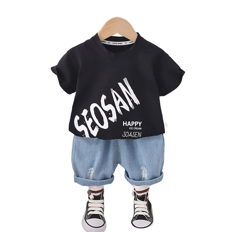 Fashion Baby Boy Clothes Toddler Summer Outfits for Boys 9 To 12 Months Letter Print Short Sleeve T-shirts and Shorts Kids Suit