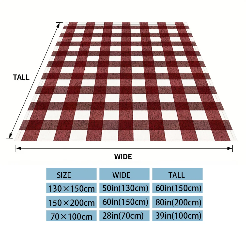 Burgundy Gingham Flannel Blankets Are Suitable For Sofas, Men's Room Decorations, Thick And Warm Gifts For Teenagers