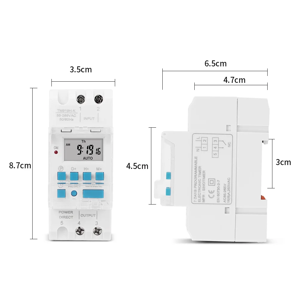 Nuovo TM919H elettronico settimanale 7 giorni programmabile interruttore orario digitale relè controllo Timer AC 220V 230V 16A montaggio su guida Din