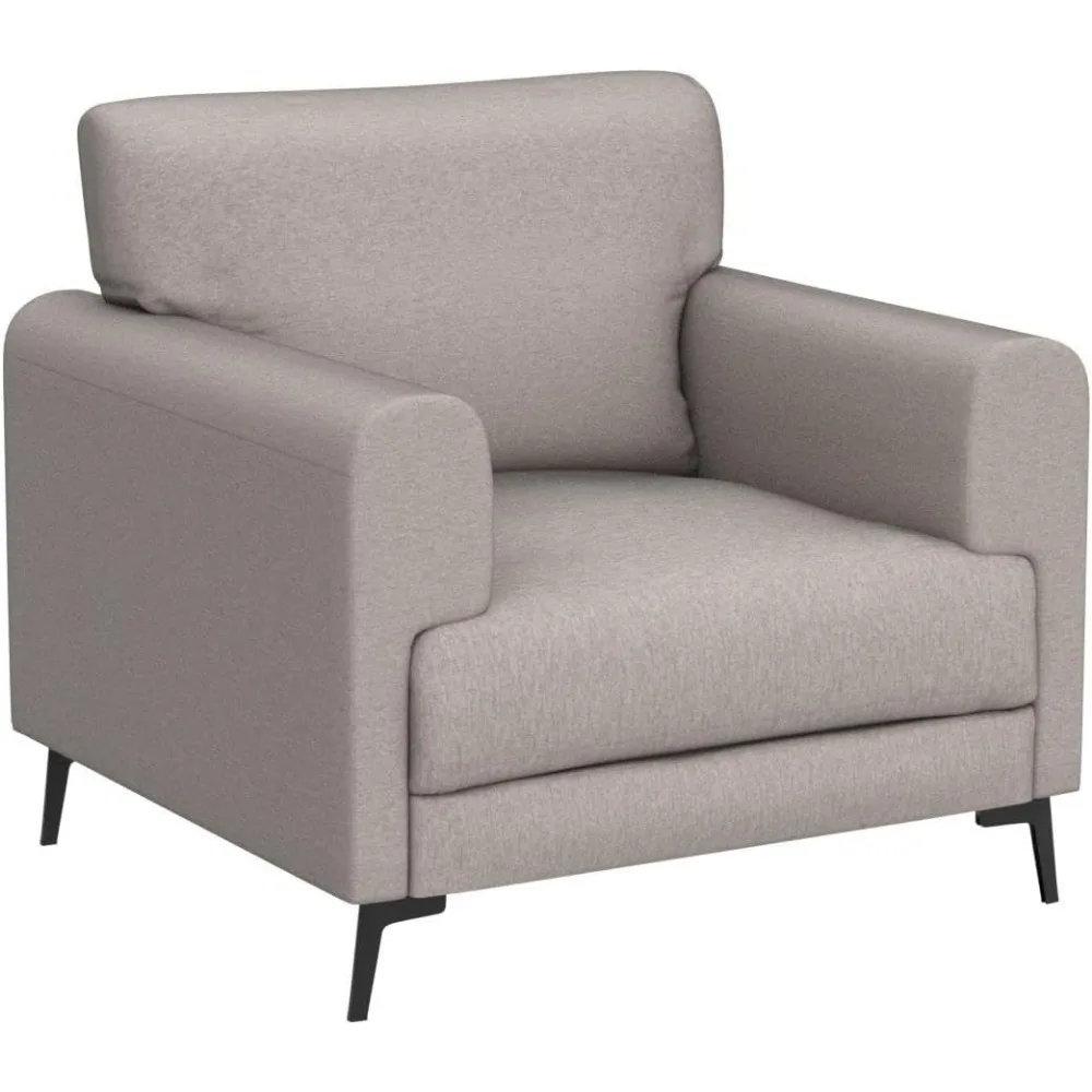 CDCASA-Tecido de linho Meados do século moderno Accent Chair Set, confortável poltrona estofados, leitura cadeiras, tecido de linho, 1 Set