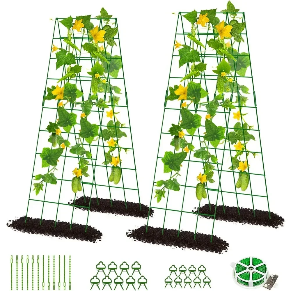 

Cucumber Trellis,Foldable A Frame Trellis for Raised Bed Climbing Plants, Vegetables, Includes Plant Support Clips, Twist Ties