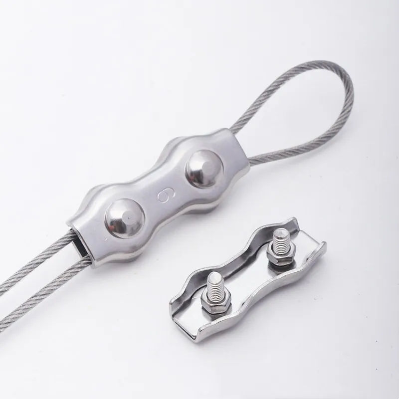 1Pcs M2-M6 Stainless Steel Double Post Bolt Clip Wire Rope Cable Clamp Caliper Rope Simple Grip DIY Cable Fastener Hardware