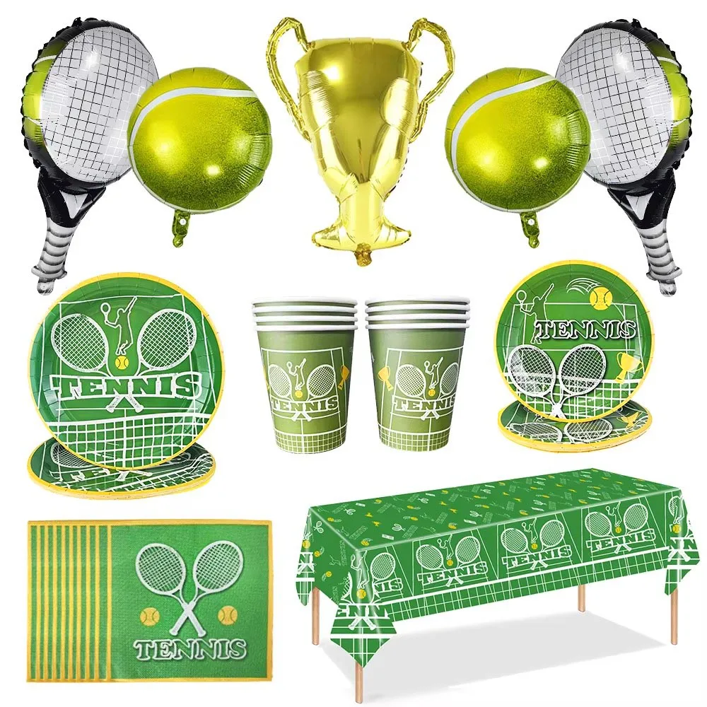 Sport Themen Tennis Geschirr Pappteller Serviette Tennis Ballon Ball Fans Sport Spiele Kinder Männer Mädchen Geburtstag Party Dekoration
