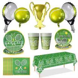 Sports Themed Tennis Tableware Paper Plates Napkin Tennis Balloon Ball Fans Sports Games Kids Men Girl Birthday Party Decoration