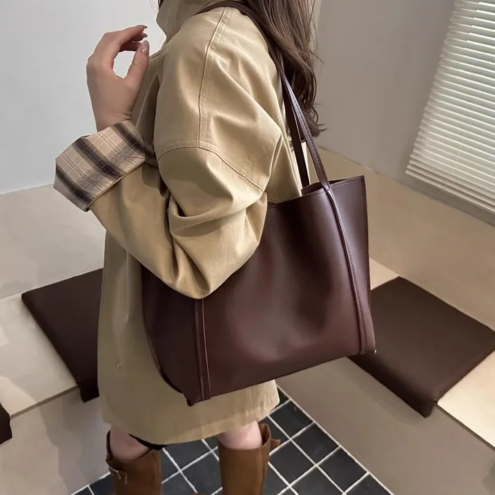 حقيبة كتف نسائية ذات سعة كبيرة، حقيبة حمل متعددة الاستخدامات، إغلاق مغناطيسي، مقاومة للاهتراء، نمط كاجوال بسيط
