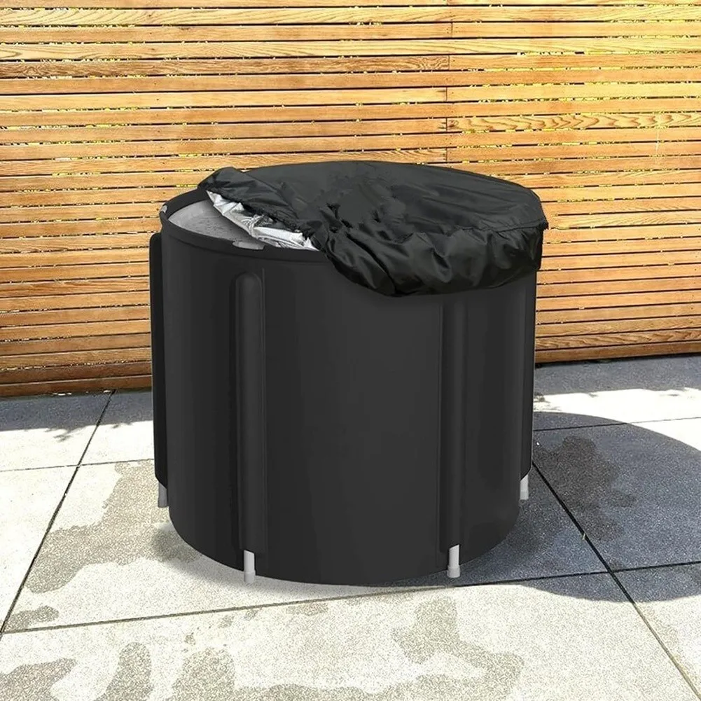 Ice Bath Cover With Drawstring For Round Tub 85cm 95cm, Cold Plunge Lid Dust=Proof Shield Outdoor All-Weather Protection