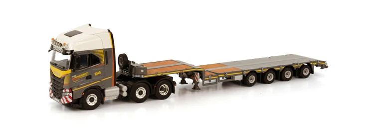 Alloy Model Gift WSI 1:50 Scale IVECO S-WAY 6X2 Tractor,Low Board Transport Truck Trailer Vehicles DieCast Toy Model 01-3908