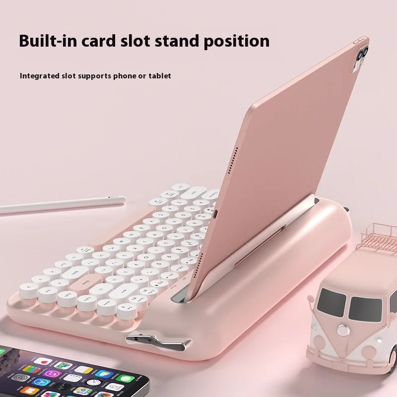 Ajazz Af84 Bluetooth Nirkabel 2.4G Dual-Mode Retro Keyboard Mendukung Koneksi Multi-Perangkat dengan Alurnya Sendiri Tetap