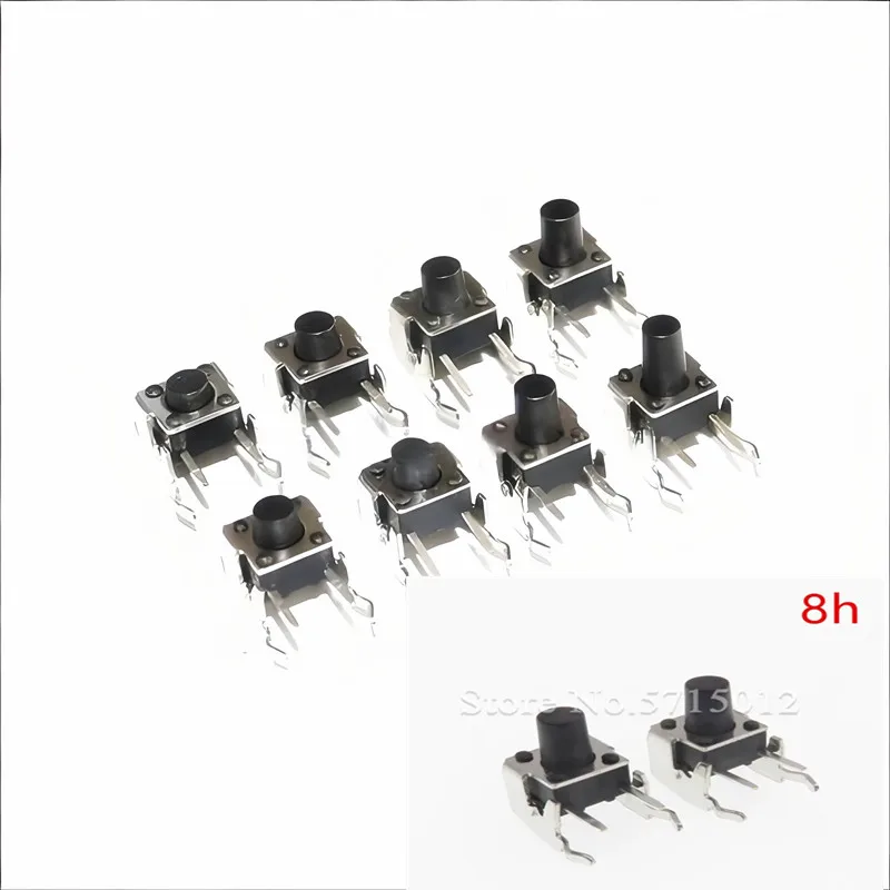 400pcs/lot 6*6*8mm Tact Switch 2pin Horizontal with Bracket Tactile Push Button Switches Micro Touch Switch