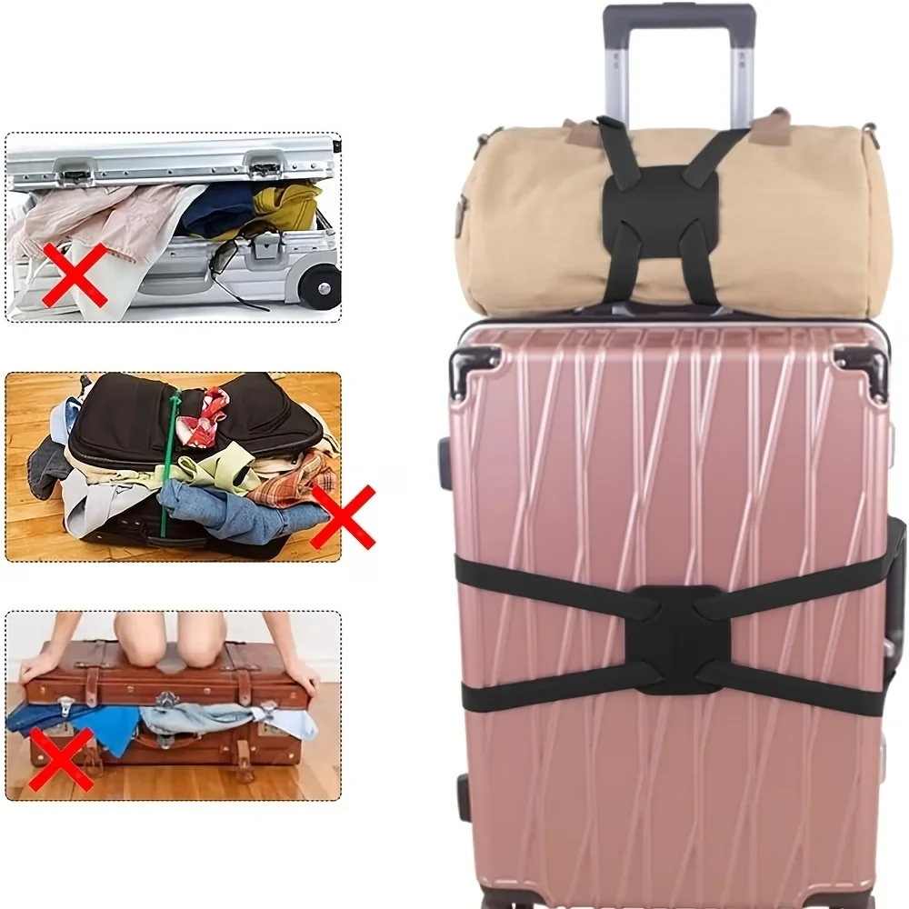 1 Pc Add‑a‑Bag Travel Strap for Suitcases, Elastic Bungee Luggage Belt, Adjustable Strap for Attaching Extra Bags