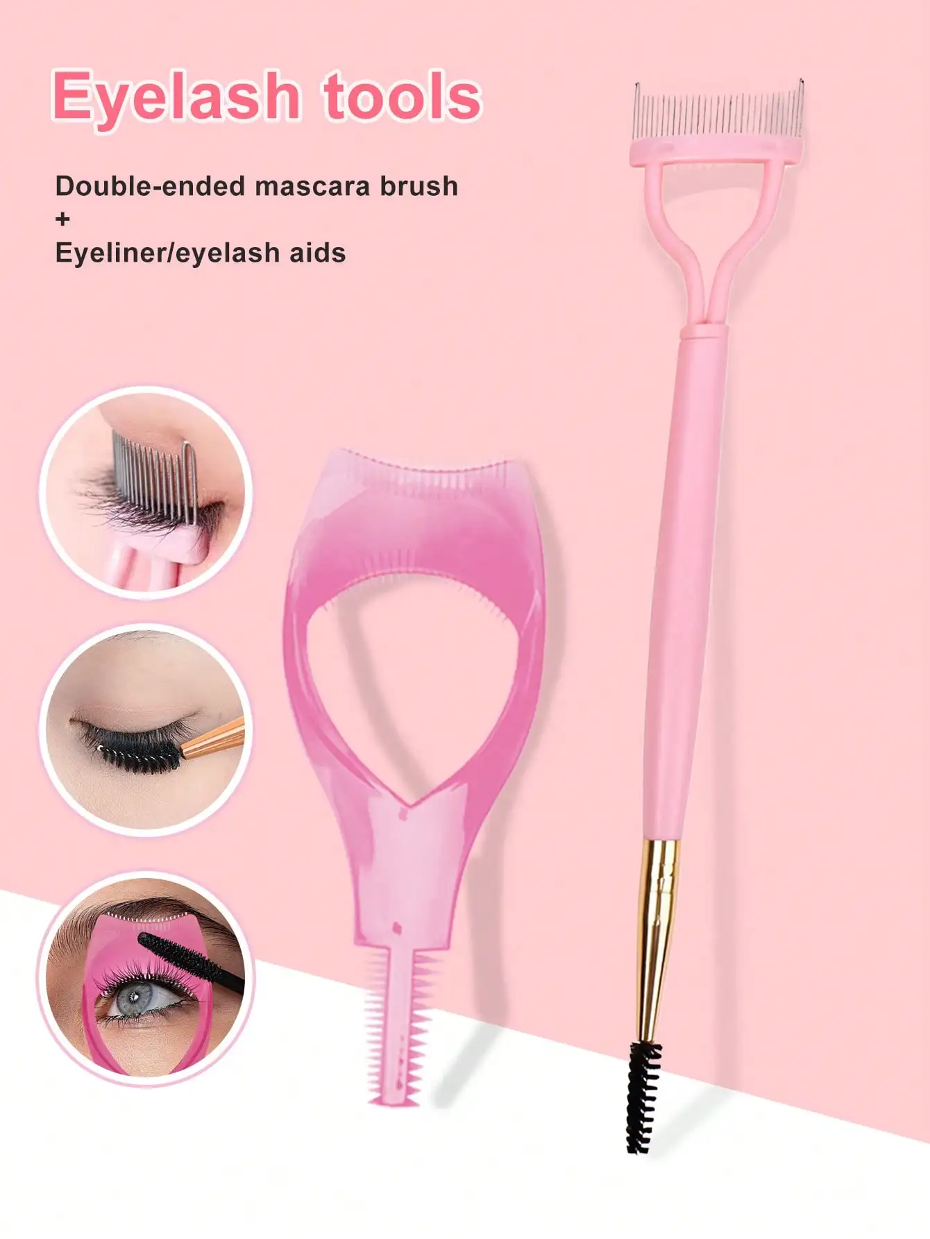 

2pcs Eyelash Products - Eyelash Mascara Comb And Foldable Stainless Steel Eyelash Comb, Create Natural Lashes, Prevent Mascara Clogging. Black Color, Practical Makeup Eyelash Brush Applicator Assistant Guide Card Tool, Beauty Makeup Eyelash Separator Comb
