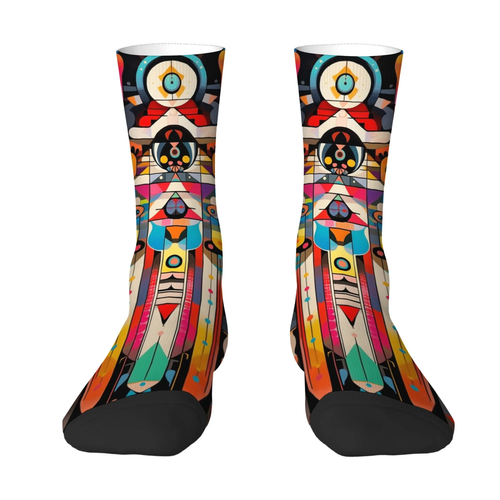 Retro-Style Abstract Geometric Socks Soft Comfortable Skin-Friendly Men's Socks Outdoors Ports Fitness Fashion Novelty Socks