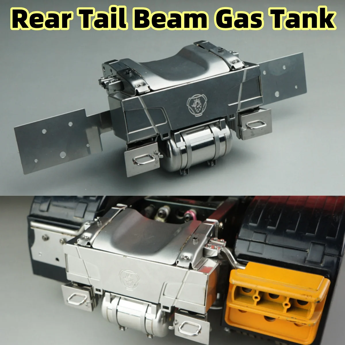 Heckträger- und Hecktank-Schutzset aus Metall – Upgrade für 1/14 Tamiya RC Scania 770S MAN Benz Volvo RC Anhänger- und Traktorteile