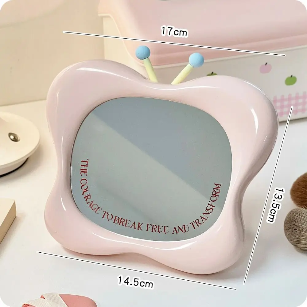 Cute House Shape Makeup Mirror Wall-mounted Tabletop Dressing Mirror Portable with Stand Beauty Mirror
