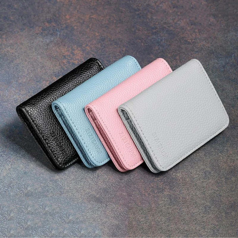 Ins Style Leather Card Holder Fashion Mini Short Envelope Women Wallet Korean Japan Credit Card Case Purse Travel Card Organizer